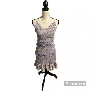 She + Sky Smoked Sundress Lilac Purple White Yellow Daisy NWT Ruffle M Strappie